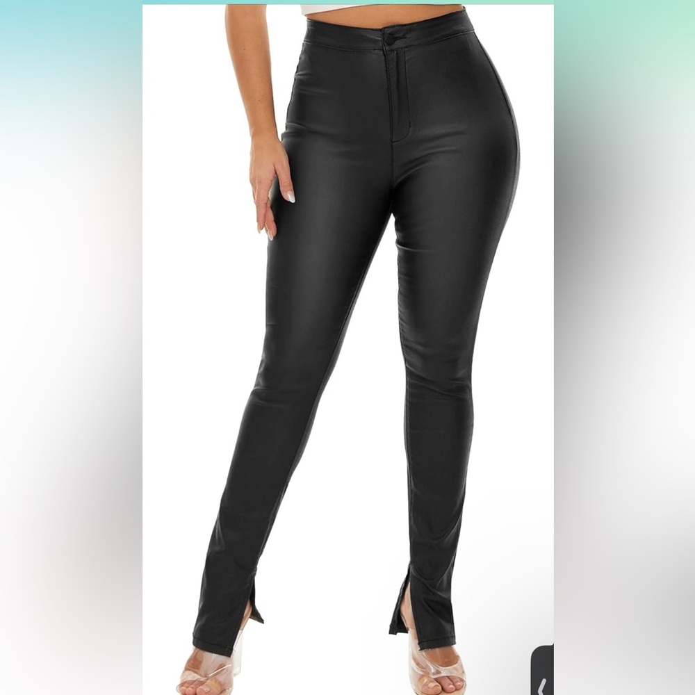 Women High Waisted Leather Pants